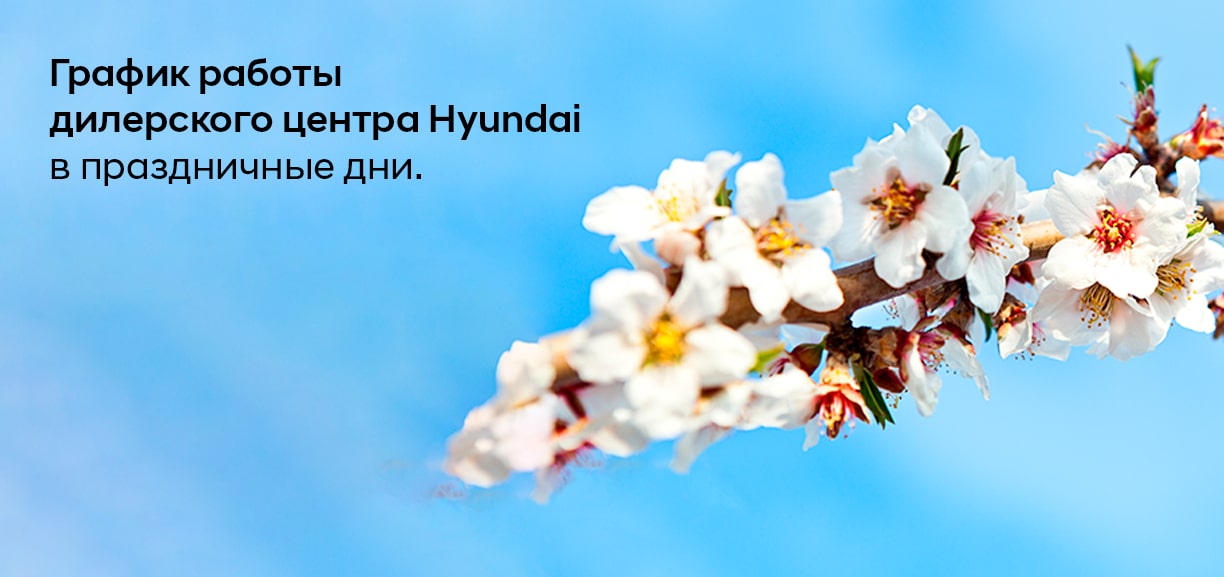 График работы дилерского центра Hyundai в майские праздники.